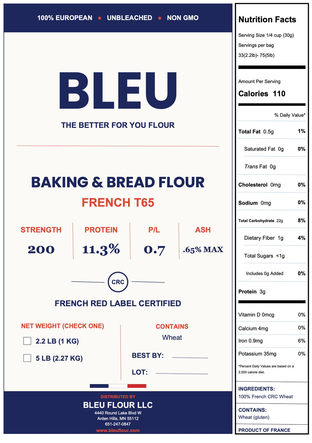 BLEU Baking + Bread Flour (French T-65)